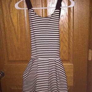 Black and white striped dress.